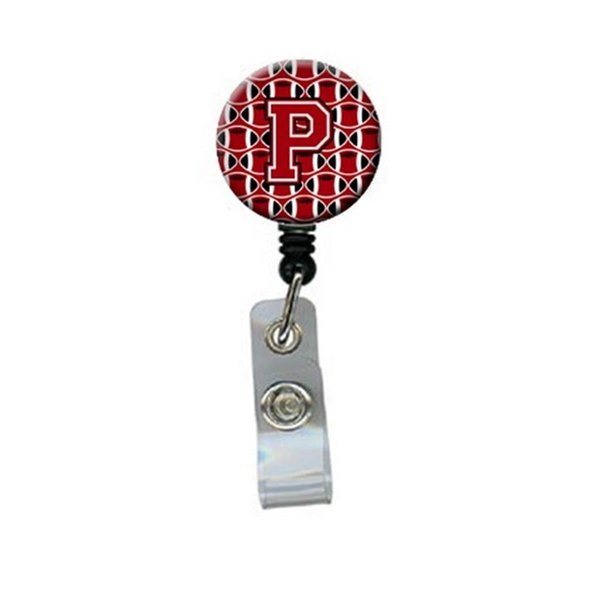 Carolines Treasures Letter P Football Red, Black and White Retractable Badge Reel CJ1073-PBR